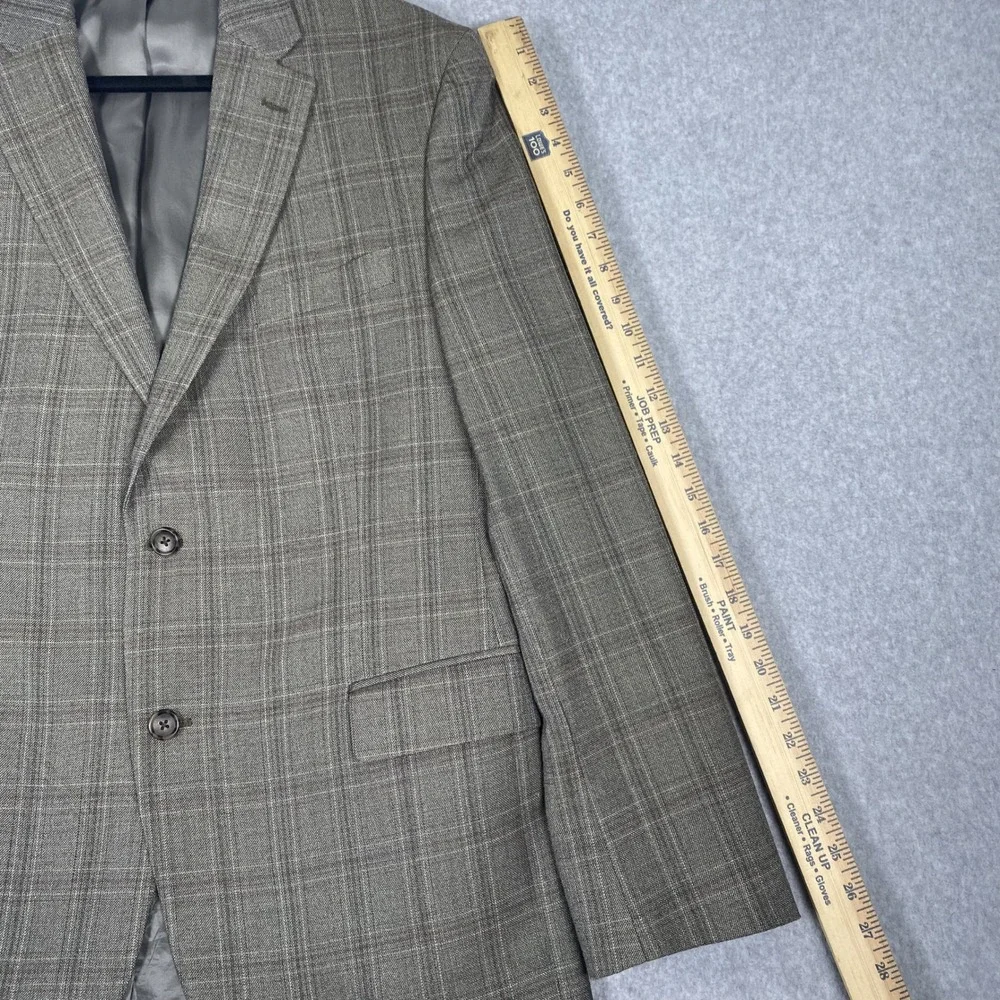 Jos A Bank Sport Coat Mens 43 Regular Brown Plaid Silk Wool Signature Blazer